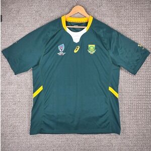 Asics South Africa Springboks Rugby World Cup 2019 Shirt Jersey Green Mens 2XL